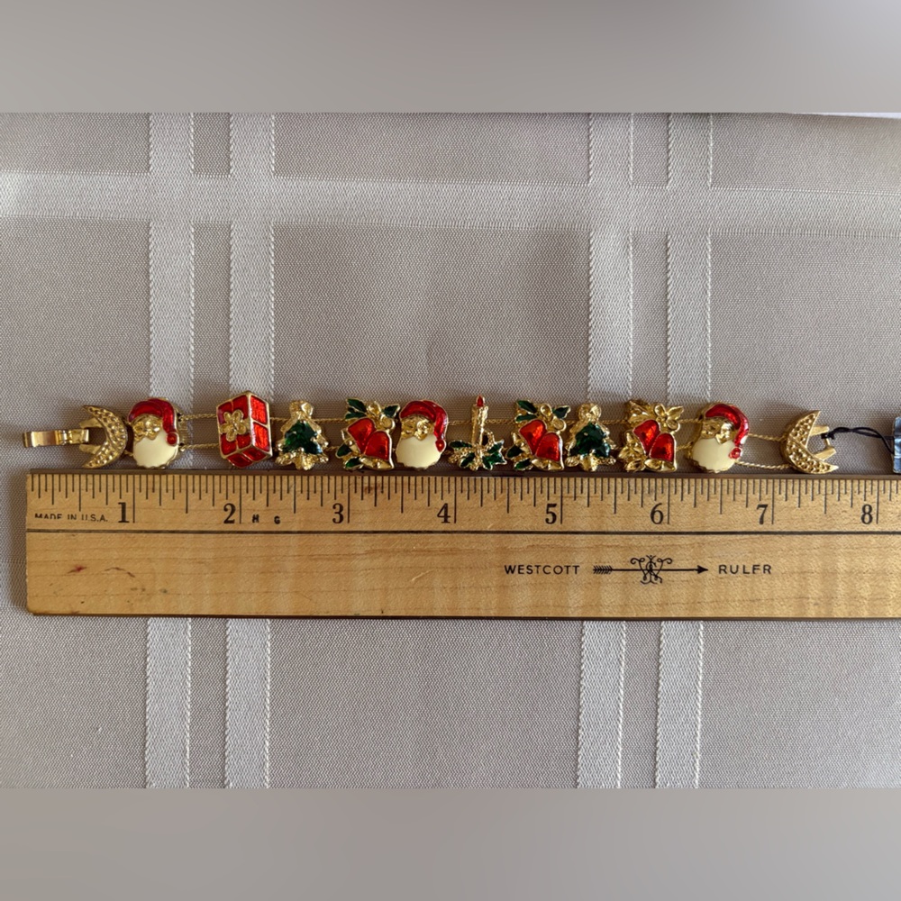NWT Dunbar Slider Bracelet Christmas Charm Bracelet Vintage 1980s 80s Retro - Picture 10 of 15